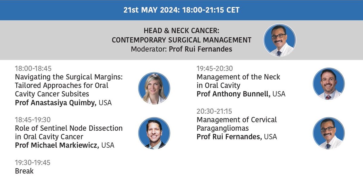 eacmfs_org's tweet image. Module 3 of the EACMFS PG Programme in Head and Neck Surgery: Oncology 2024 is coming soon! Get ready for insightful and engaging sessions, 7th and 21st of May.
#Module3 #PGProgramme #HeadAndNeckSurgery #Oncology #ExcitingNews