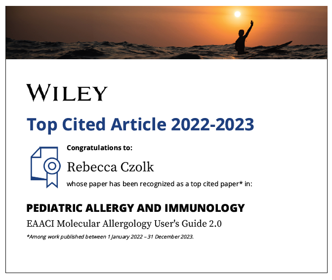 Just found out the @EAACI_HQ #MolecularAllergology User’s Guide 2.0 is one of the top cited in its field! 📚 Proud to have been a part of creating valuable knowledge with our chapter B08 on microbial antigens. #MAUG2 hub.eaaci.org/resources_guid…