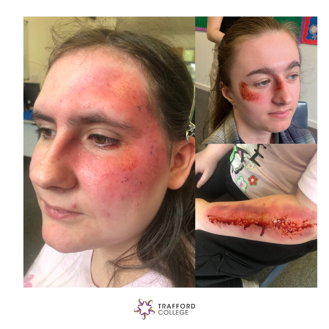 😬 DON'T PANIC!... Our lovely Level 2 Media Make-Up students here at Trafford College haven't been fighting - they have produced this amazing work, and we are so impressed with how realistic it is! 👏 #makeup #specialeffects #bruises #mediamakeup #altrincham