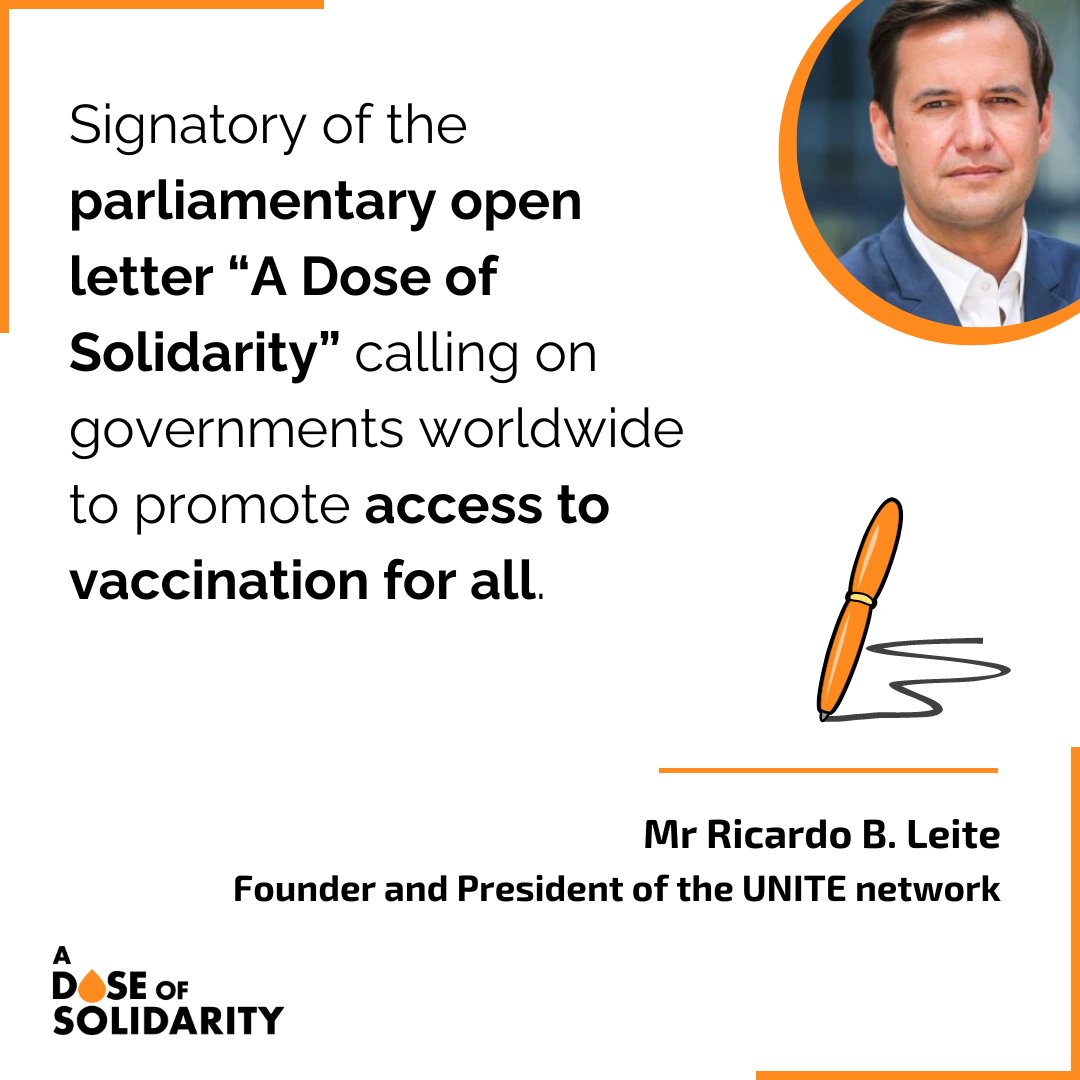 Former member of parliament 🇵🇹 and founder & president of @UNITE_MPNetwork, @RBaptistaLeite, has signed the call to action for a #DoseOfSolidarity and is inviting parliamentarians from around the 🌏 to make their voices heard in support of vaccination. 📝ghadvocates.eu/app/uploads/20…