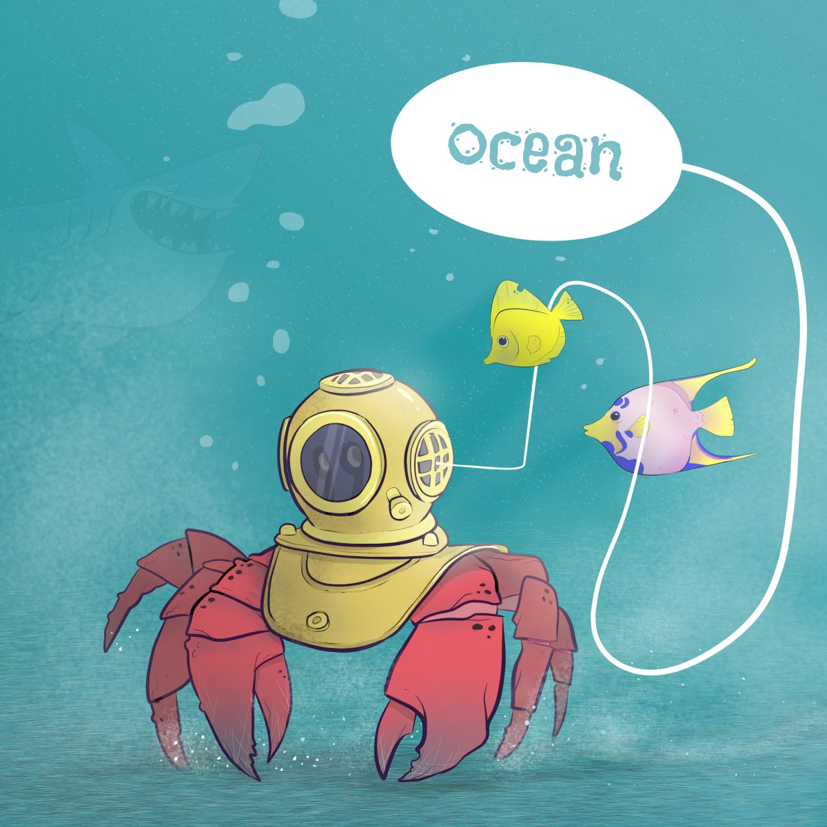 The word for this week’s #AnimalAlphabets is ‘Ocean’. @animalalphabets #characterdesign #ocean #hermitcrab #shark