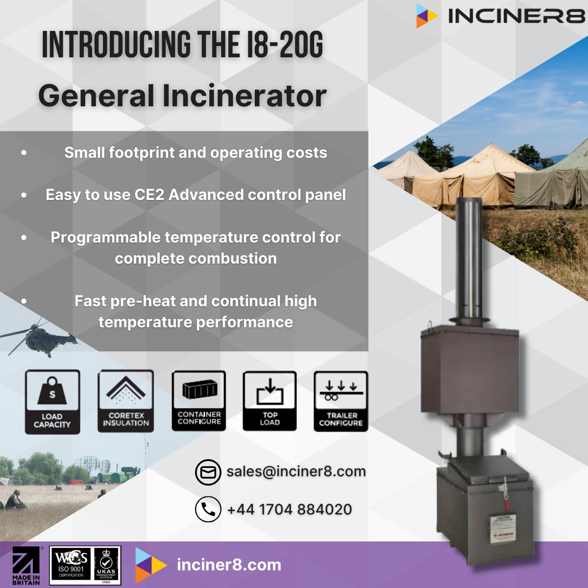Looking for an affordable, clean-air incineration solution?
Meet the i8-20G, perfect for small camps, businesses, or communities with low waste streams.

💻Visit our website:
bit.ly/3JEgB8M
📨Email sales@inciner8.com for a quick quote
📞Or call us on +44 1704 884020