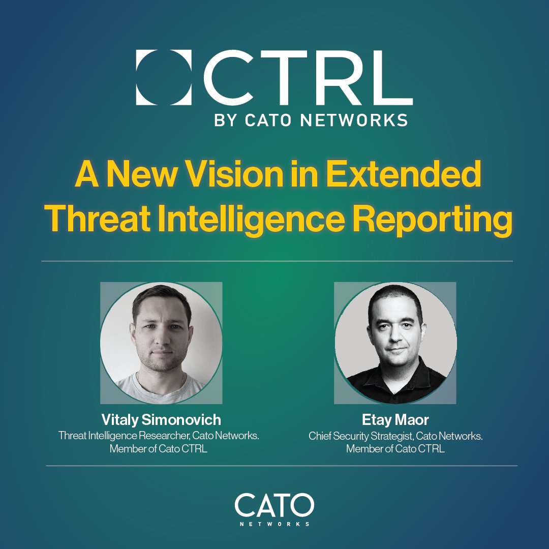 🚨 Introducing #CatoCTRL: A new era in #ThreatIntelligence. Led by experts Etay Maor & Vitaly Simonovich, we are merging classic intel with our #SASE Cloud capabilities for unparalleled insights. First report drops May 2024. Stay ahead with us 👉 okt.to/zuOL7k
