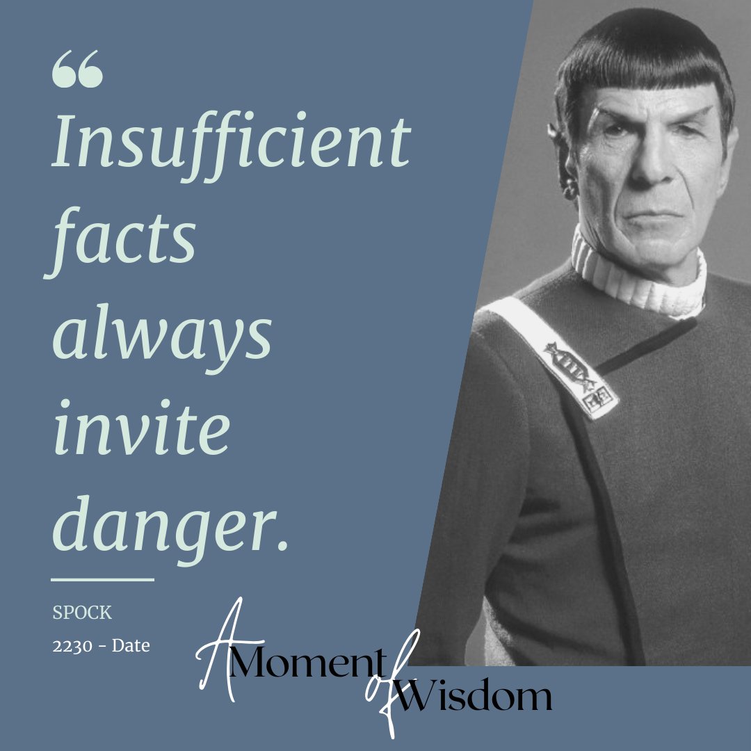 Especially when you jump to a conclusion.

#Spock
#StarTrek
#KnowledgeIsPower
#FactsMatter ️
#AssumptionTrap
#DangersOfUnknowing
#CriticalThinkersUnite
#VerifyBeforeSharing ️
#GutCheckYourBias
#DataDrivenDecisions
#SeekTruthNotOpinions
#WisdomOverIgnorance