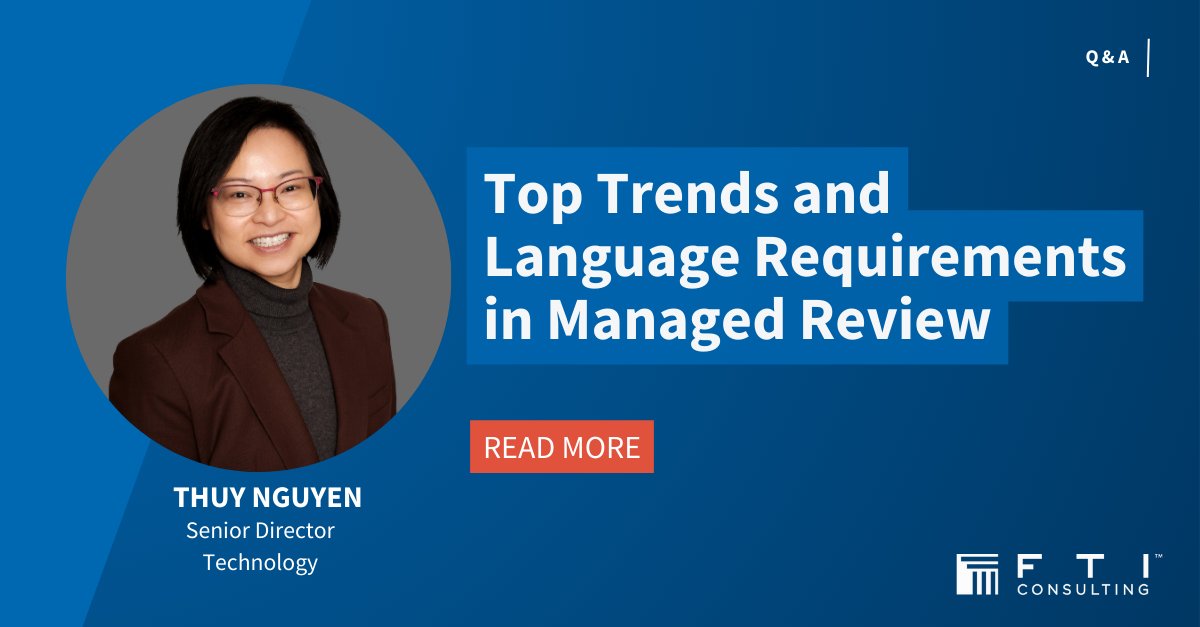The demand for multilingual review teams is surging, driven by the complexities of cross-border commerce. Discover how @FTITech stays ahead in navigating complex investigations with specialized oversight and diverse language capabilities. Read more here: bit.ly/3U6xnCc