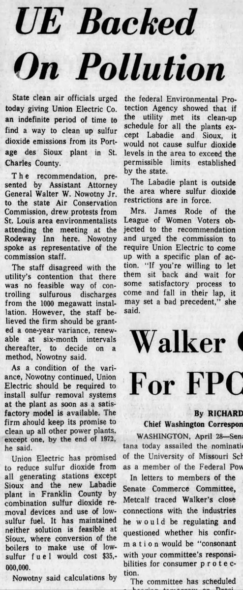 @MichelleLiTV The EPA has been after Ameren for 53 years to clean up the Portage des Sioux and Labadie power plants. From April 28, 1971: