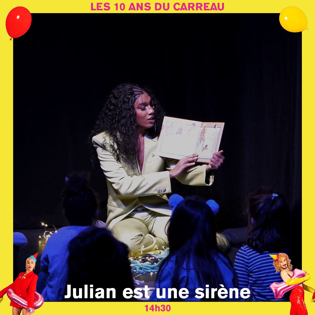 🎉 10 ANS 🎉 Place à une lecture à destination des plus petits avec Soa De Muse et l’envoûtant livre de Jessica Love sur les aventures de Julian, qui nous raconte la futilité des barrières genrées et culturelles ! 📆 Sam 18 mai à 14h30 ⭐ 5€ ▶ Réservez : weez.li/O7V2GFSK