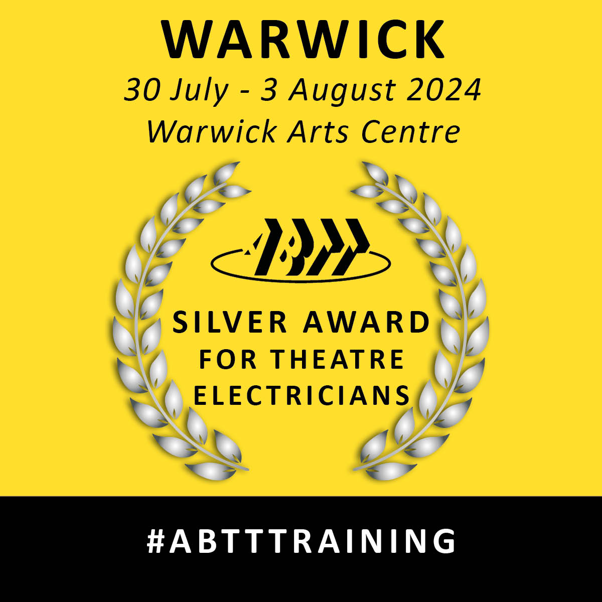 The next ABTT Silver Award for Theatre Electricians will take place in Warwick from 30 July to 3 August. A five-day course which gives candidates more in-depth knowledge and understanding of best practices in Theatre Electrics. abtt.org.uk/events/abtt-si… #ABTTTraining