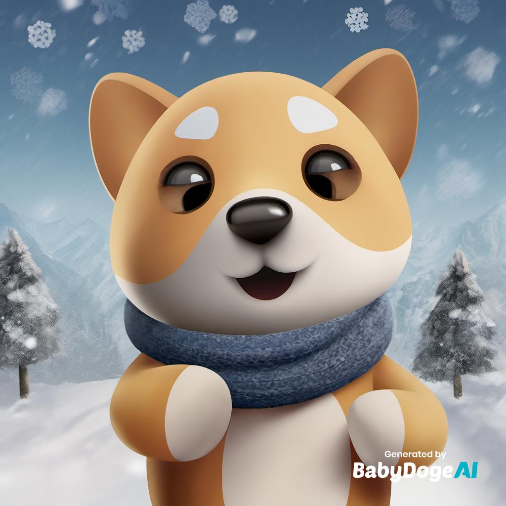 'a Babydoge takes a selfie, on the snow, as winter snowflakes fall' Generated via #BabyDogeAi Generate your own now at BabyDogeSwap.com/Ai