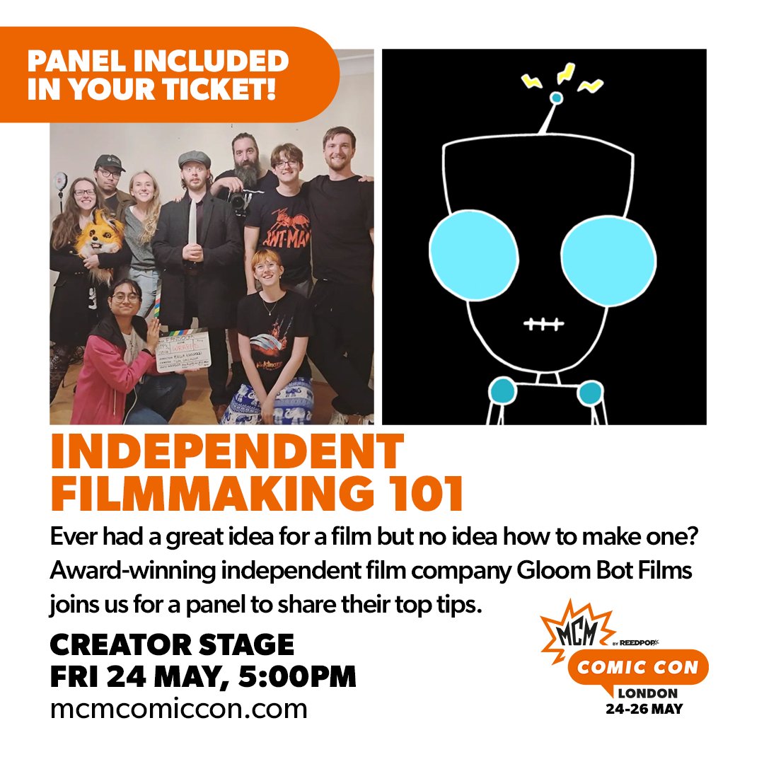 Ever had a great idea for a film but no idea how to make one? Award-winning independent film company Gloom Bot Films joins us for a panel to share their top tips.