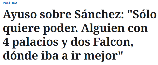 Los palacios y los Falcon no son suyos, sino del Estado. Van con el cargo de presidente. Lo que no va en el cargo son las comisiones de tu hermano, ni tu piso doble, ni el Maserati del maromo. Confundir lo público y lo privado es tu especialidad...