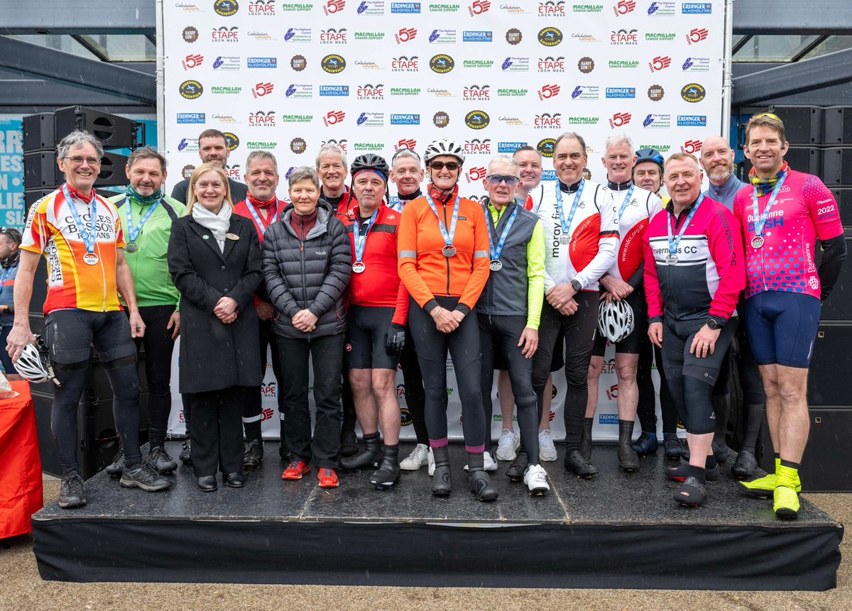 Congratulations to our ever-presents who have completed all 10 editions of the Etape Loch Ness 🤩 What an awesome achievement 👏👏👏 Pictured here with Depute Provost of Inverness, Jackie Hendry. #etapelochness #ridelochness