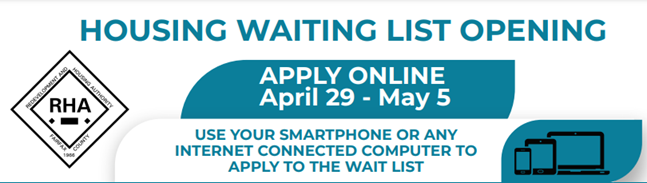 Waitlist applications open today, April 29, at 8 a.m. for select affordable properties. The applications will be open through Sunday, May 5. Learn more: bit.ly/2TkKUFX