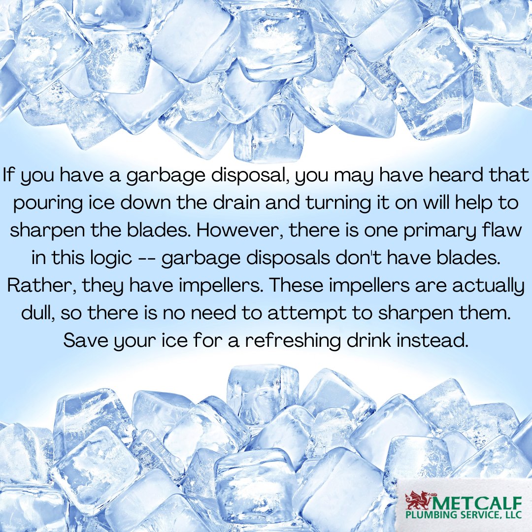 ✨ It's myth Monday! Do you put ice in your garbage disposal?! 🧊 #Plumbing #MythMonday #GarbageDisposal