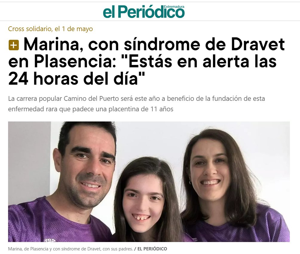 🚨Marina, 11 años, nos enseña la fuerza frente al síndrome de Dravet 💪. Su historia inspira y motiva la investigación🌟. 🏃‍♂️El 1 de mayo, cada paso en el Cross Popular de Plasencia es un paso hacia la cura. Únete y a nosotros apoya en nuestra causa 💜 👉 elperiodicoextremadura.com/plasencia/2024…