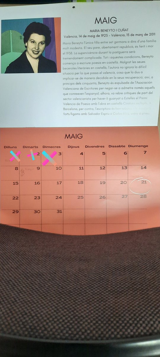 Bon dia🌨🌂
En no res, Maria Beneyto i Cuñat serà la protagonista del #Maig24 del calendari #DonesiValencianisme de @fnexe @acvtirant 
Però caldrà estar a l'aguait 👀 no siga que vivim el dia de la marmota  🗓🦫