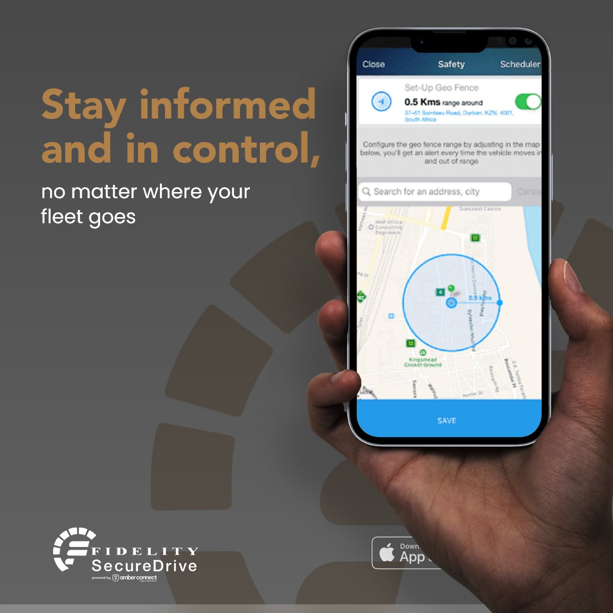 Fidelity SecureDrive’s geo-fencing capabilities let you define virtual areas on a map and receive alerts when vehicles enter or leave these zones.

#FidelitySecureDrive #VehicleTracking #YourDrivingCompanion