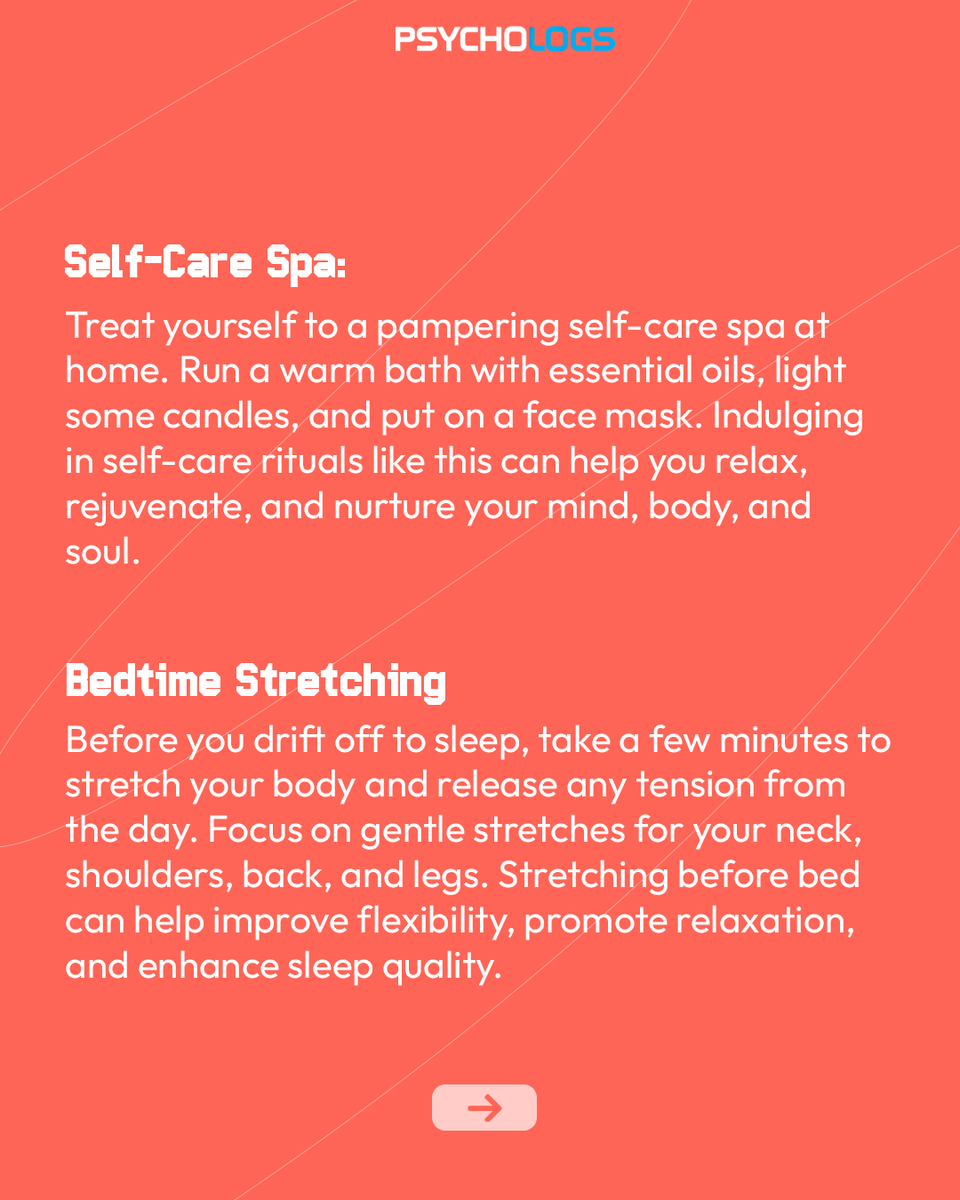 Feeling overwhelmed with the hustle and bustle of life? It's time to hit pause and prioritize self-care!  Swipe through this carousel for some soothing self-care routines to incorporate into your week. 

#selfcaremonday #selfcare #selflove #meditation #exercise #walking