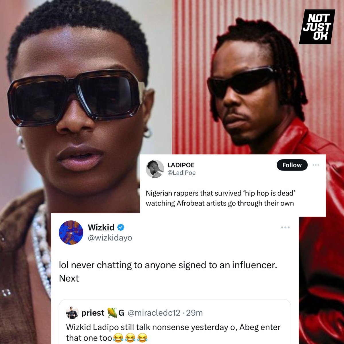 Wizkid reacts to Ladipoe’s tweet on his current opinion on Afrobeats