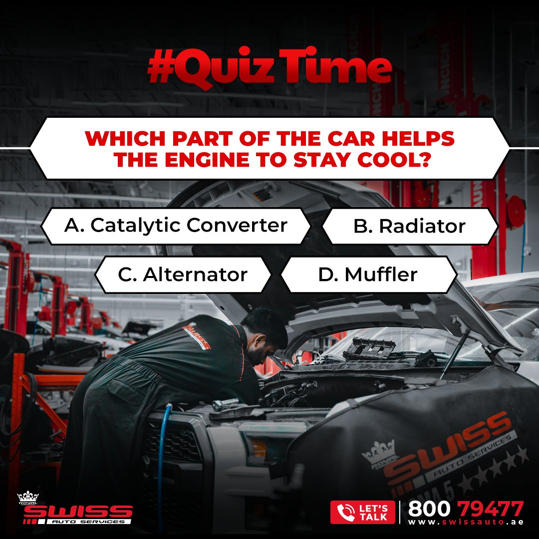 Rev up your brain cells!!

It's time to tackle our car quiz and show your car knowledge!! Comment your answer below. 

For immediate appointments: 800-7-9477

#swissauto #royalswissauto #enginecare #luxurycars #carmaintenance #carcaretips #CarserviceUAE #luxurycarservice