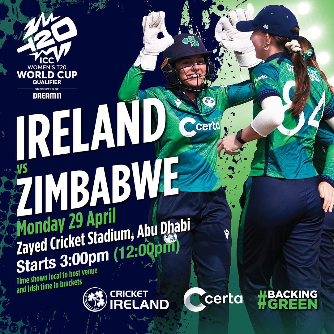 After a great start to their T20 World Cup Qualifier campaign with their win against UAE last week, we want to wish the best of luck to Ireland’s Women’s Cricket Team in their next match against Zimbabwe today at 12pm (IRE) and 3pm here in UAE. ☘️🏏@cricketireland #BackingGreen