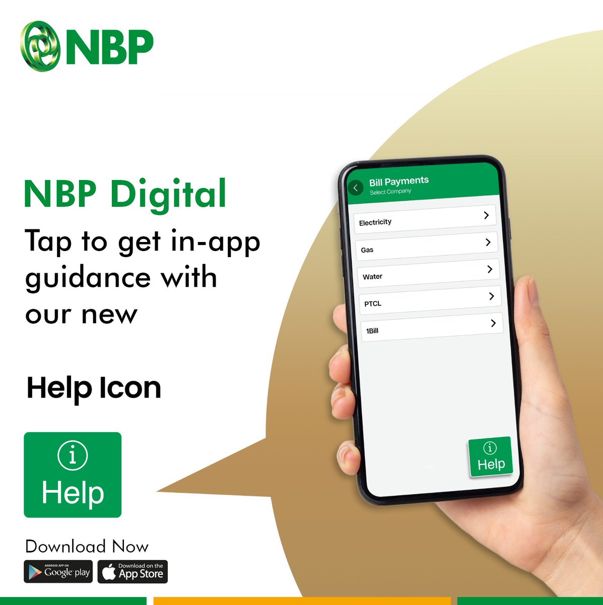 NBP Digital. Tap to get in-app guidance with our new Help Icon. Download now! #NationalBankofPakistan #NBP #NationsBank #NBPBankingApp