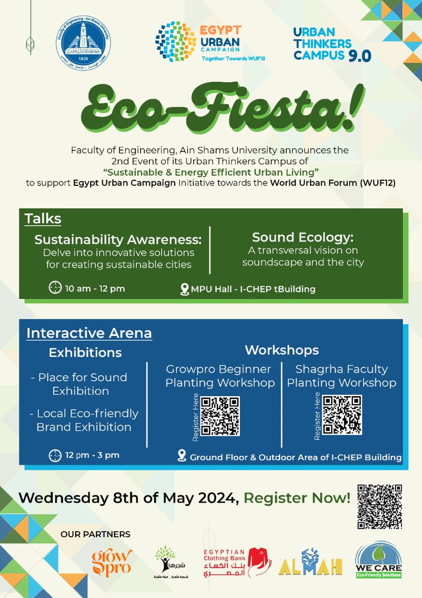 Excited to share details of the upcoming Urban Thinkers Campus 'Eco-Fiesta!' 🌱 Join us on May 8th for a day focused on Sustainability & Sound Ecology. Learn more on: shorturl.at/eptyE #UrbanThinkers #WUF12