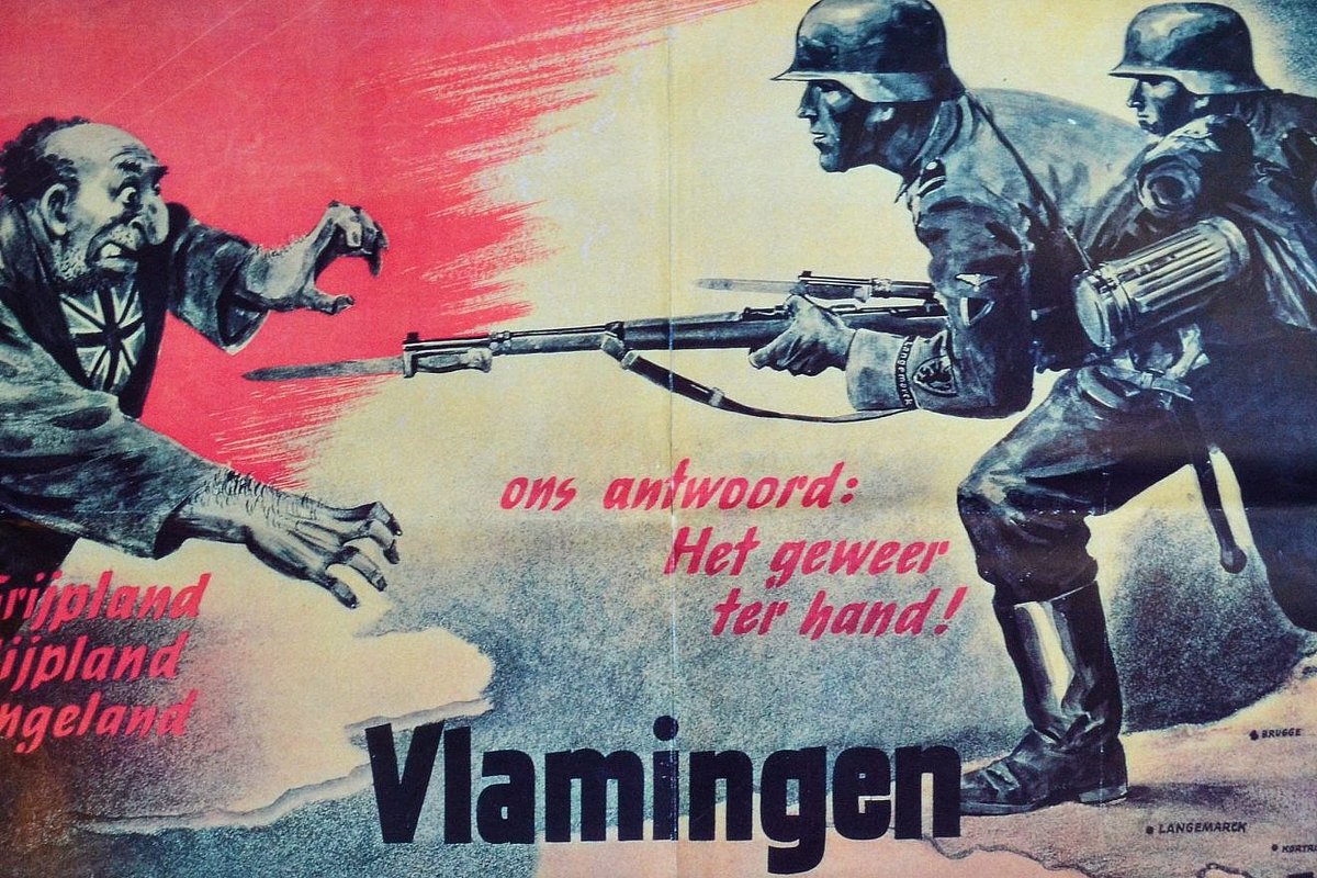 Propaganda poster for the 27th SS volunteer Division Langemarck

“Flemish All in the SS Langemarck”