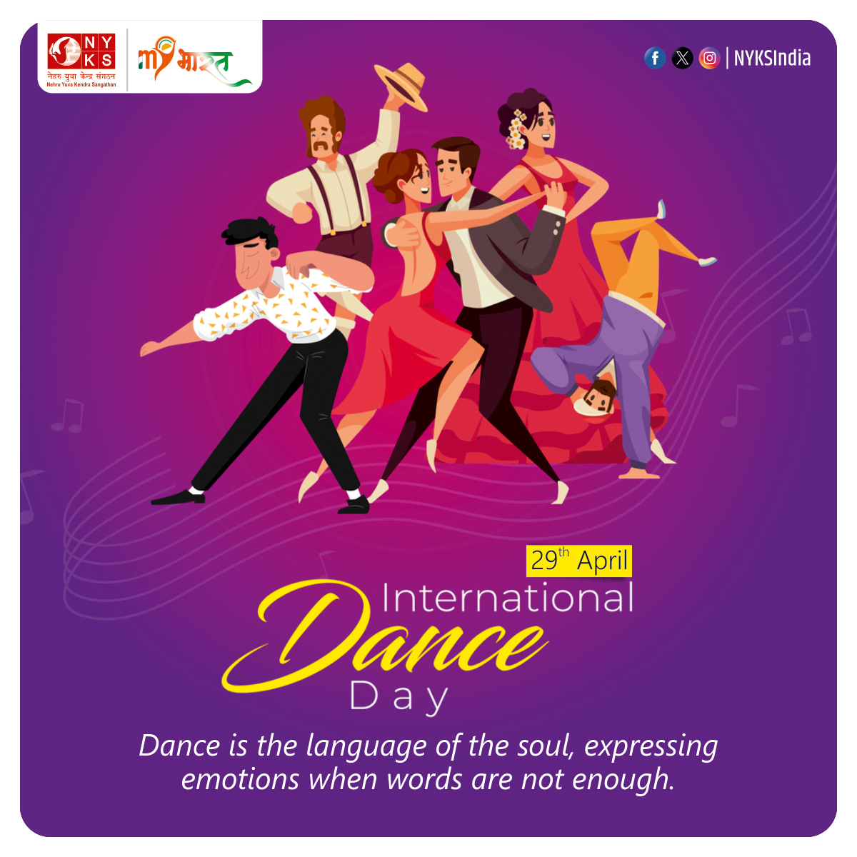 Let's dance to the rhythm of life and celebrate the joy of movement! Happy International Dance Day! 💃🕺 #InternationalDanceDay #DanceToTheBeat #NYKS