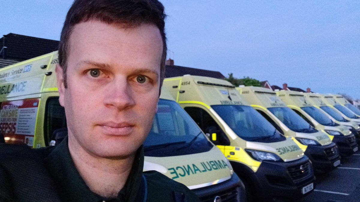 Dawn at Dudley 🌇🚑 Did you know? @OFFICIALWMAS don't have a specific time to change from night to day shift So today, I was one of the five 0530-1730 crews at Dudley, then three more start at 0545, and so on every 15 minutes or so for a couple of hours.