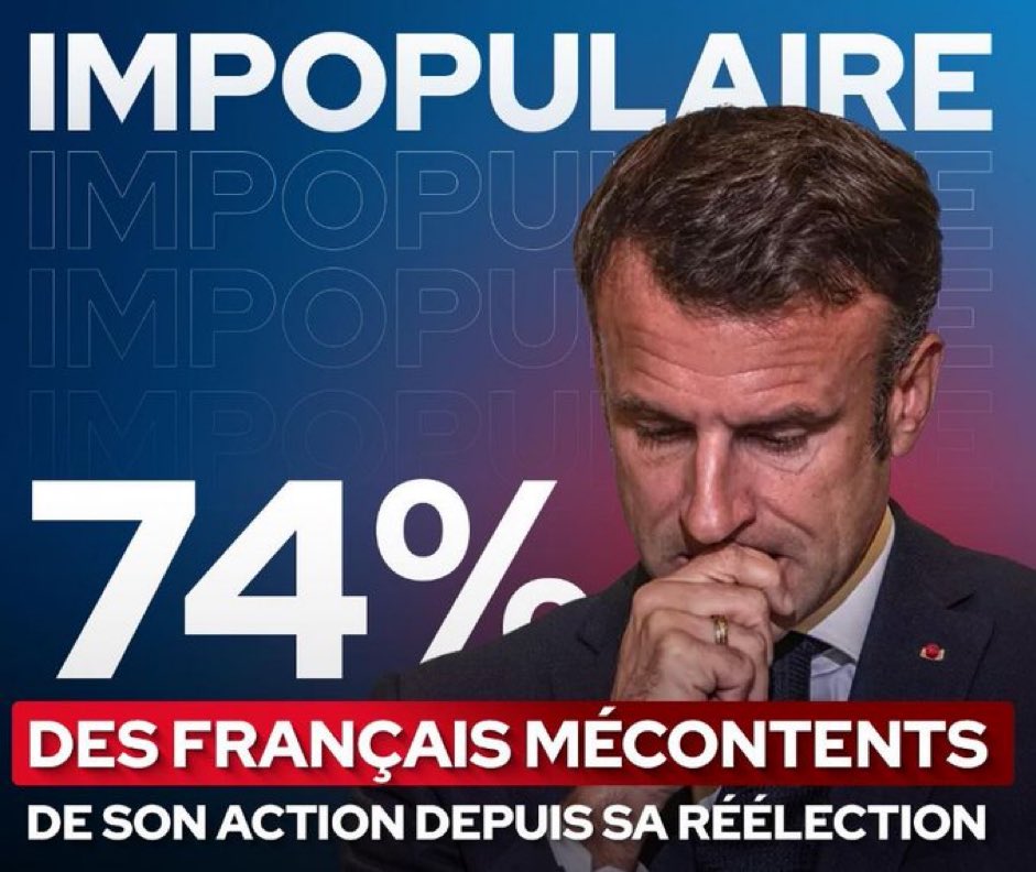 Moi j’ai l’impression que nous sommes plus autour des 90% d’insatisfaits il suffit d’écouter les gens parler !!! #MacronLeFléau #MacronLeToxique
