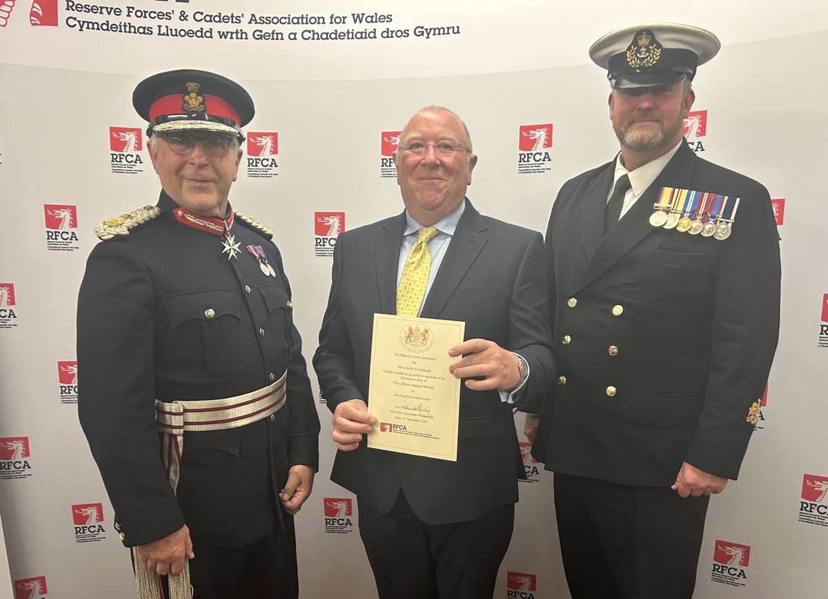 Attending Lord Lieutenants awards is a highlight of my role. They offer the chance for the Kings representatives to shine a light on Reserve and Cadet Forces who go above and beyond. Pictured is PO Andrew Westall of Holyhead Sea Cadets receiving a Certificate of Merit last week.
