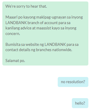 @LBP_Official Nag down yung iAccess nyo during transfer (Landbank to Landbank). Na debit yung pera pero hindi na received ng kabilang party. No resolution din sa 'live chat' nyo.