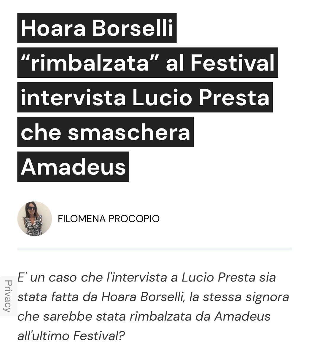 Il passaggio più interessante di tutta la storia Presta/Amadeus.