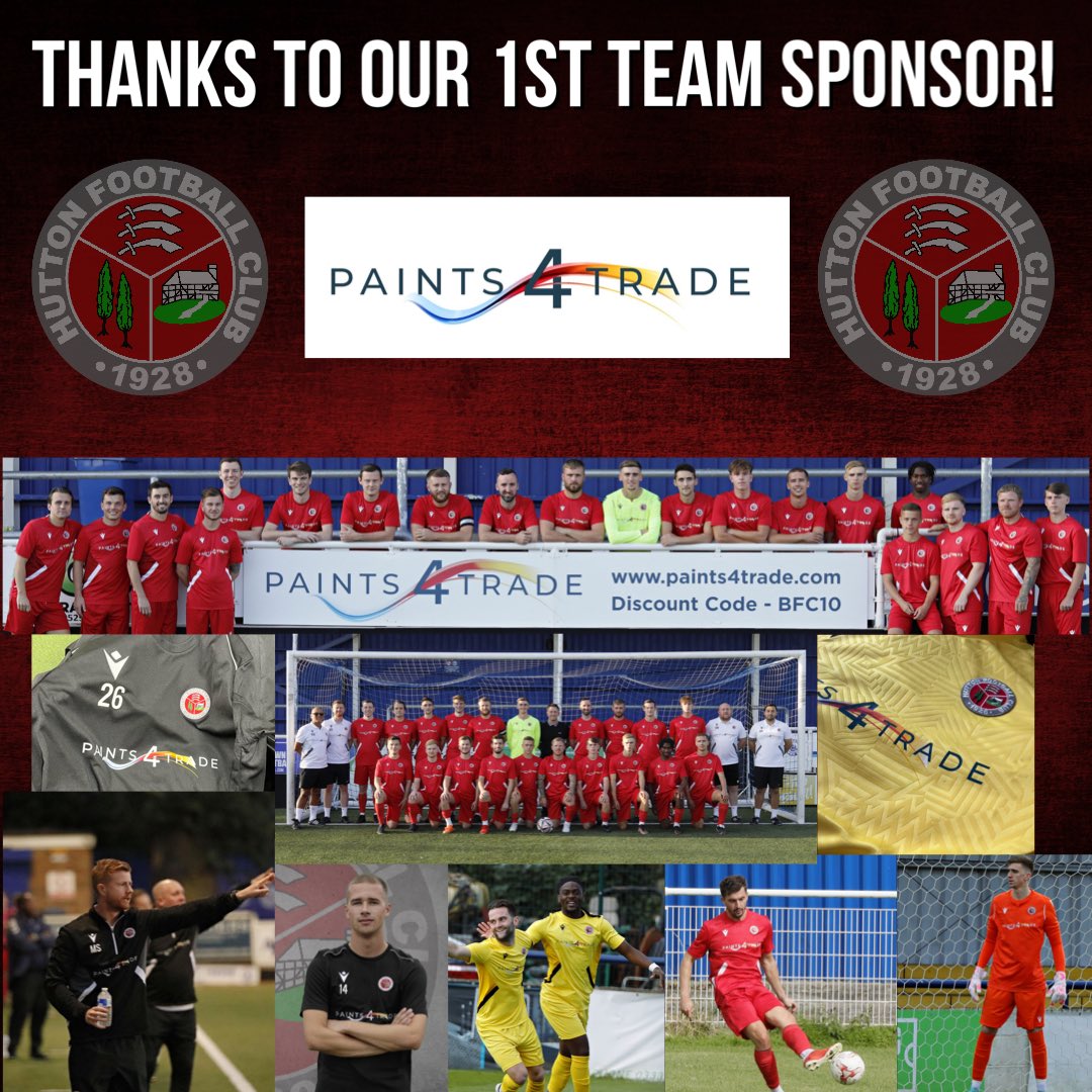 A huge thanks goes to @paints4trade who supported our first team this season. Owned by a real Hutton FC man who helped us make the jump up 🔴⚪️ #upthetons