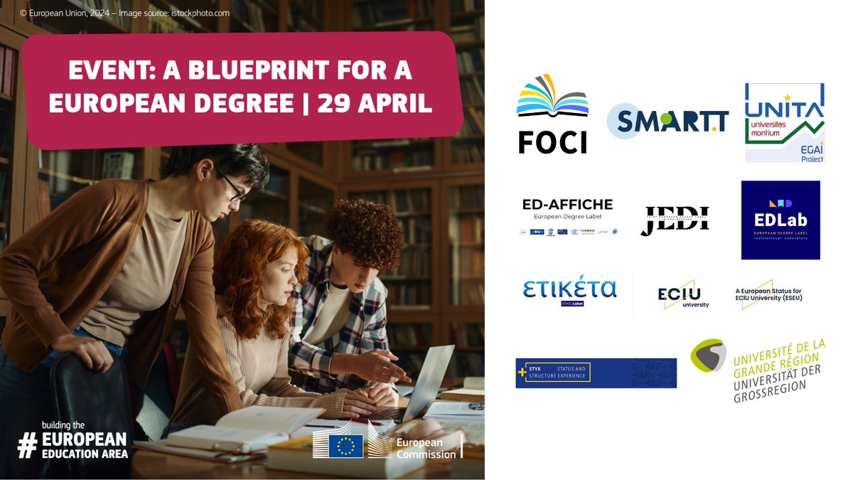 After a year exploring the joint #Europeandegree label with 100 full partners, including 90 higher education institutions from 21 #EuropeanUniversitiesAlliances, the results are ready! Join us as we unpack the future of 🇪🇺 #HigherEducation ow.ly/hSVS50Rpa7r @EUErasmusPlus