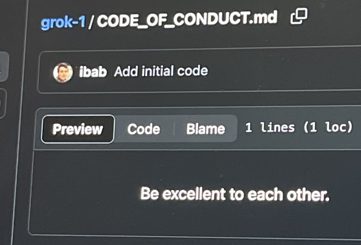 Just noticed the #CodeofConduct for #Grok!

“Be excellent to each other”

@grok @elonmusk @ibab