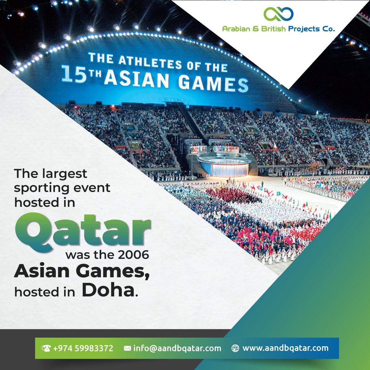 Throwback to Qatar's monumental moment in sports history

#AandBprojects #Qatar #oilandgas #Doha  #events  #asiangames