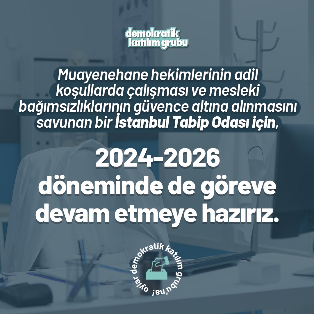 İyi hekimlik değerleri için; adil, insanca, şiddetten uzak koşullarda yaşamak ve yaşatmak için, 5 Mayıs İstanbul Tabip Odası Yönetim Kurulu seçimlerinde #OylarDemokratikKatılımGrubuna

#DemokratikKatılımGrubu #İstanbulTabipOdası