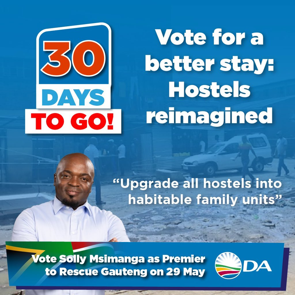 3️⃣0️⃣ DAYS TO GO!🗳 The countdown has started, and its time to reflect not only on whats wrong in Gauteng, but what the DA will do to #RescueGauteng The housing crisis persists in Gauteng, with many still living in inadequate conditions despite promises of improved housing…