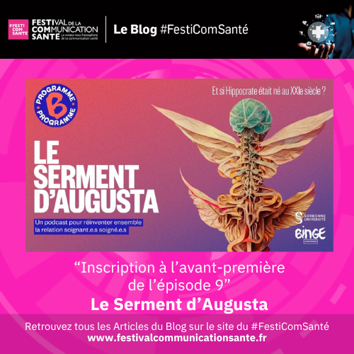 ❤️Nous y serons et vous ? 🎧Invitation à l’avant-première de l’écoute de l'épisode 9 du #podcast 'Le Serment d’Augusta' 📆Jeudi 2 mai 2024 ⏰ à 18h30 📍@HopPitieSalpe ➡️festivalcommunicationsante.fr/inscription-a-… #prodesante #podcast #podcastsante #sante #patient #communication #comsante