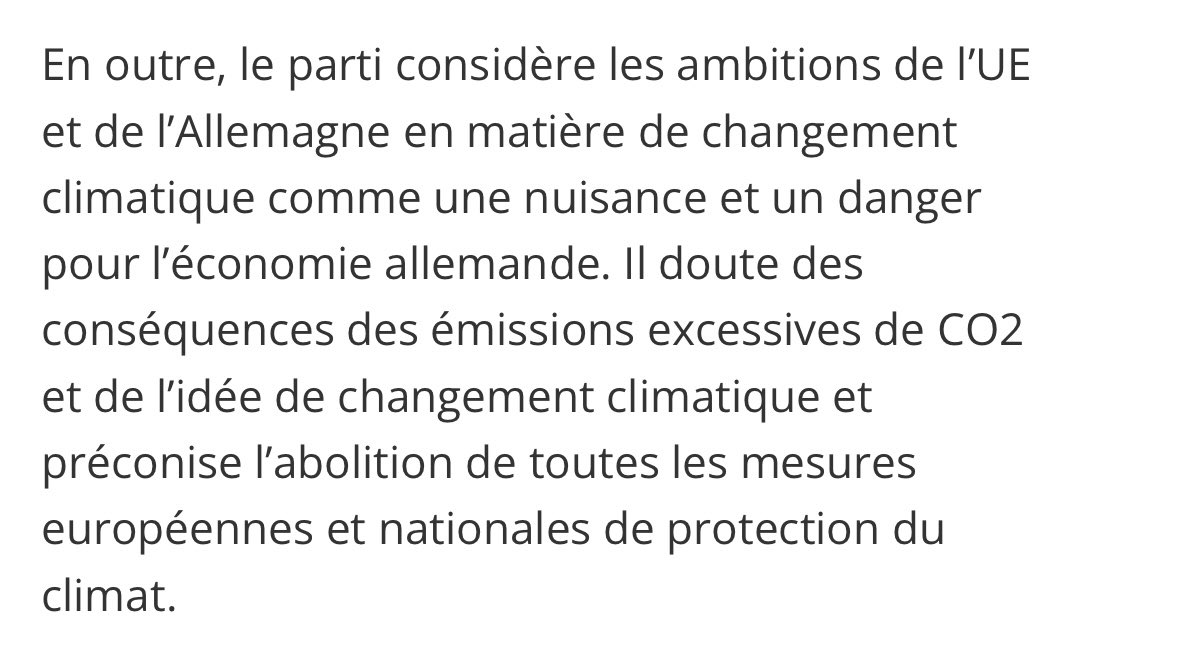 En Allemagne, l’AfD (en tête dans les sondages) a une position claire, courageuse et juste sur le climat.
En France ?
✅euractiv.fr/section/electi…