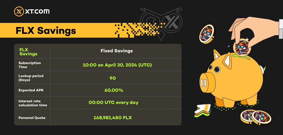 📣 #XT Fixed Savings - $FLX Subscription Event #FLX #XTEarn @Flarefoxinu0 ⏰ Activity Time: 10:00 on April 30, 2024 (UTC) Subscription Details: 💎 Personal Quota: 168,981,480 FLX 💎 Expected APR: 60% 💎 Duration: 90 days 💎 Interest Accrual Time: 00:00 UTC every day ➡️…
