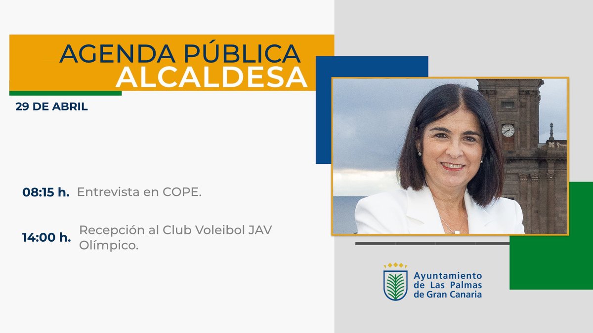 📅 Agenda de la alcaldesa @CarolinaDarias para este lunes, 29 de abril de 2024. #AgendaLPGC