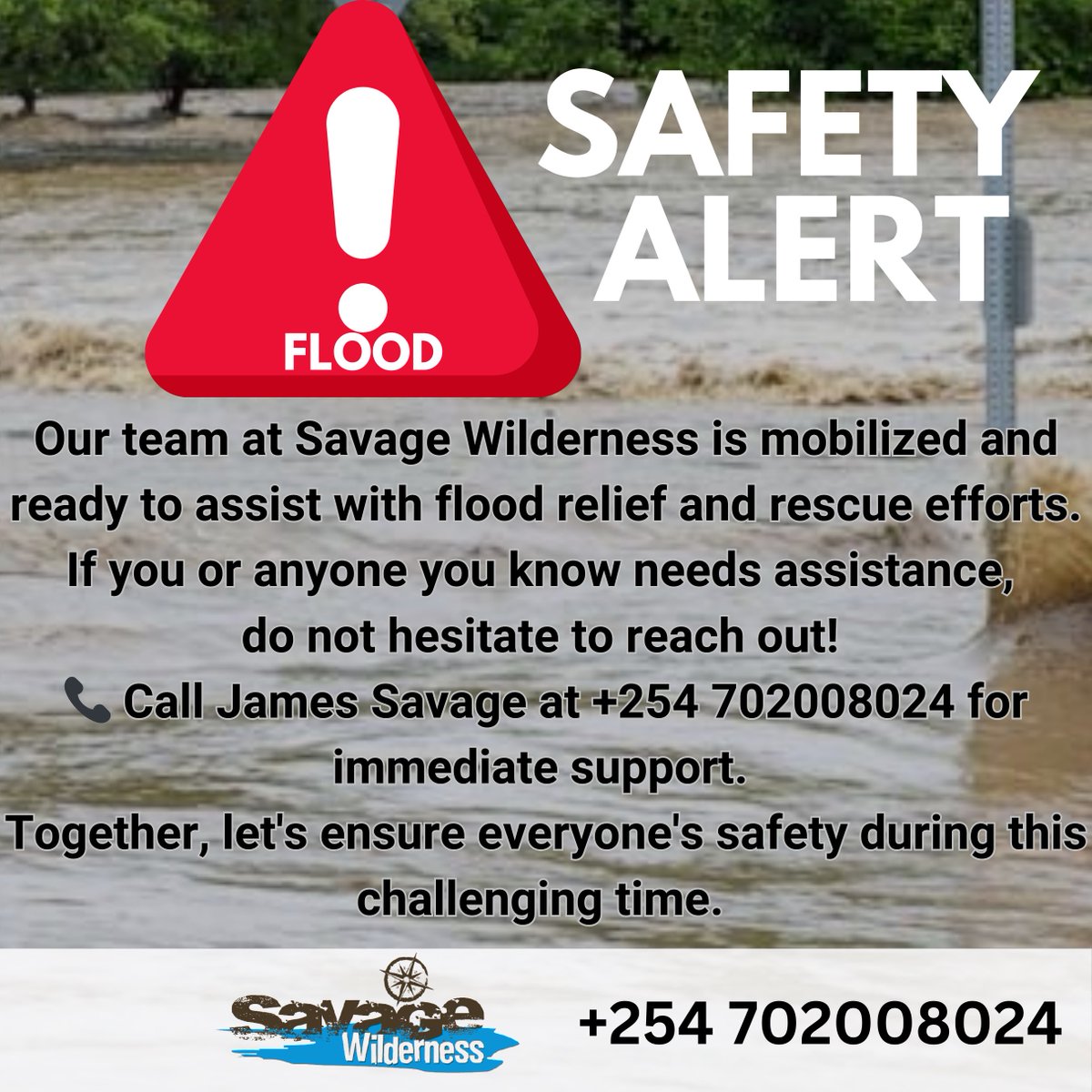 Flood Warning & Helpline
Stay safe during the flooding. 
Avoid risky areas and call +254 702008024 for help if needed.

#FloodSafety #StaySafe #EmergencyResponse #FloodAwareness #DisasterPreparedness #CommunitySupport
#FloodAlert #SafetyFirst #EmergencyHelpline #NaturalDisaster