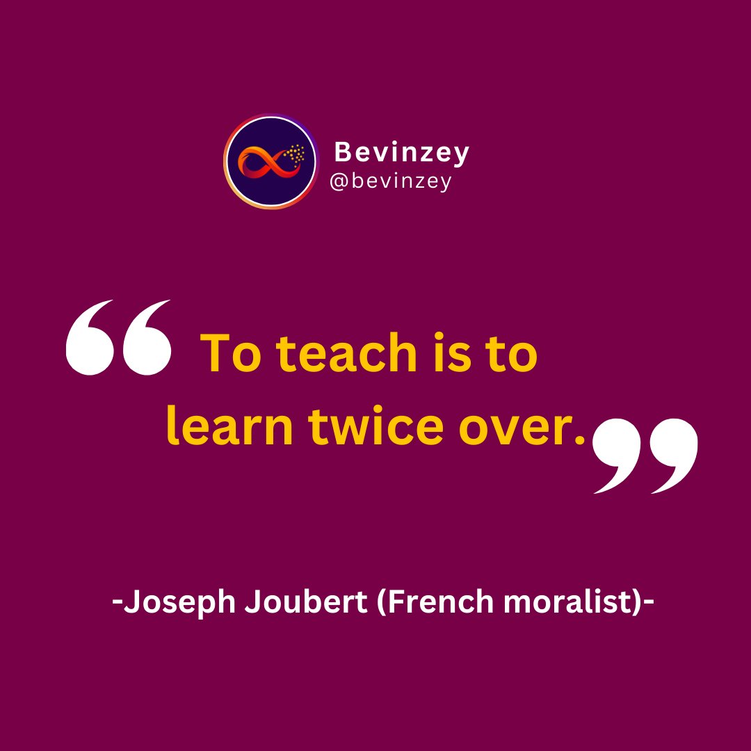 'To teach is to learn twice over.' 💡 Join the cycle of continuous learning and growth by sharing your knowledge with others! 
#Teaching #Learning #EducationInspiration #Motivation #PersonalDevelopment