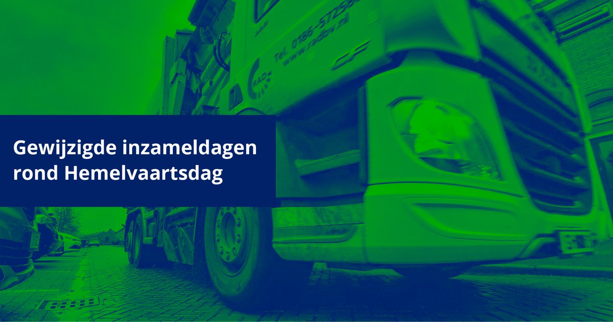 RADHWGO's tweet photo. Op Hemelvaartsdag – donderdag 9 mei – staan onze inzamelvoertuigen stil (ook ons kantoor en de milieustraten zijn gesloten). Daarom wijzigen in sommige plaatsen de dagen dat wij je afval inzamelen: https://t.co/kbv5uWuzQj

#hemelvaartsdag #afvalinzameling @gemeenteHW @gem_go https://t.co/tUw3y9g5Y9