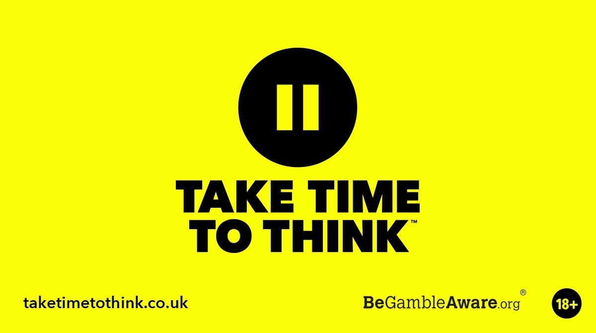 #TakeTimeToThink - Before you place a bet, pause and take your time.

Take control of your gambling with the gambling tools available on our website, like deposit & time limits.

@taketimethinkuk | bfd.me/3yORnyw