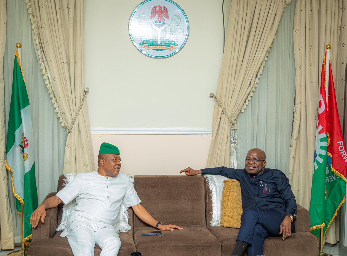 Yesterday, former Imo State Gov Rt. Hon. Emeka Ihedioha visited. He was received by His Excellency Dr. Alex Otti, OFR.