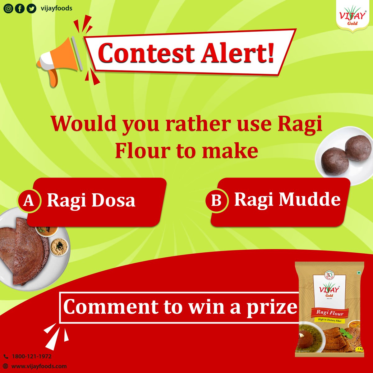 Ragi enthusiasts, 🌱 it's decision time! 🤔 Would you rather go for the traditional 😋 Ragi Mudde or indulge in the crispy 🥞 goodness of Ragi Dosa? Comment your pick below and stand a chance to win! #contestindia #contestalertindia 
1 lucky winner will receive a Rs. 250 prize!